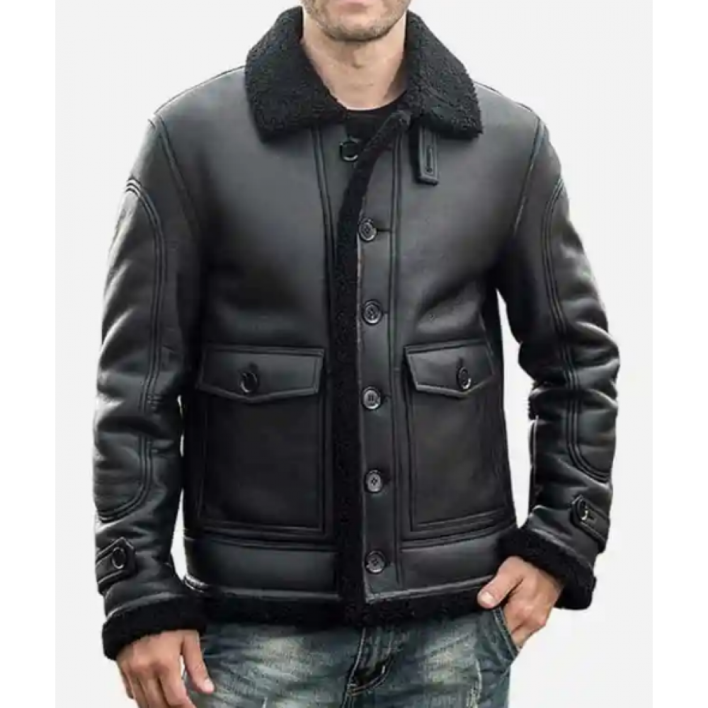 mens-black-sheepskin-shearling-leather-jacket